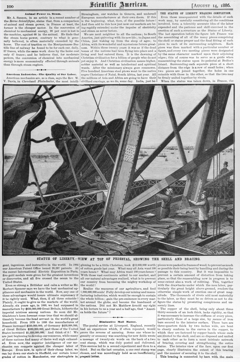 منظر من تمثال الحرية ، من `` Scientific American &39;&39; ، 14 أغسطس 1886 بواسطة المدرسة الأمريكية