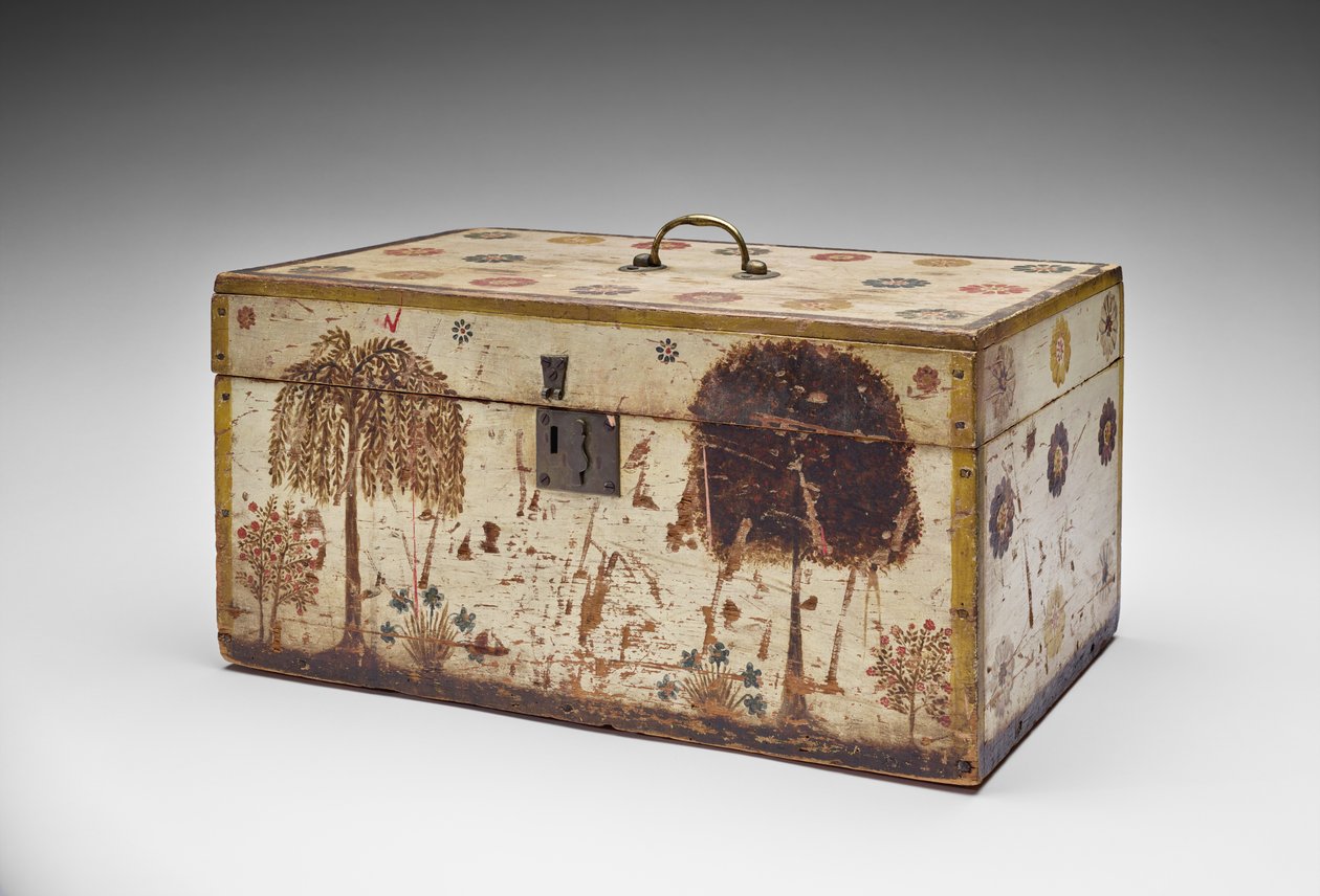 صندوق العمل ، حوالي 1830-40 (خشب ، معدن ، مخمل ، دهان ، حشو قطن غير معروف) بواسطة المدرسة الأمريكية