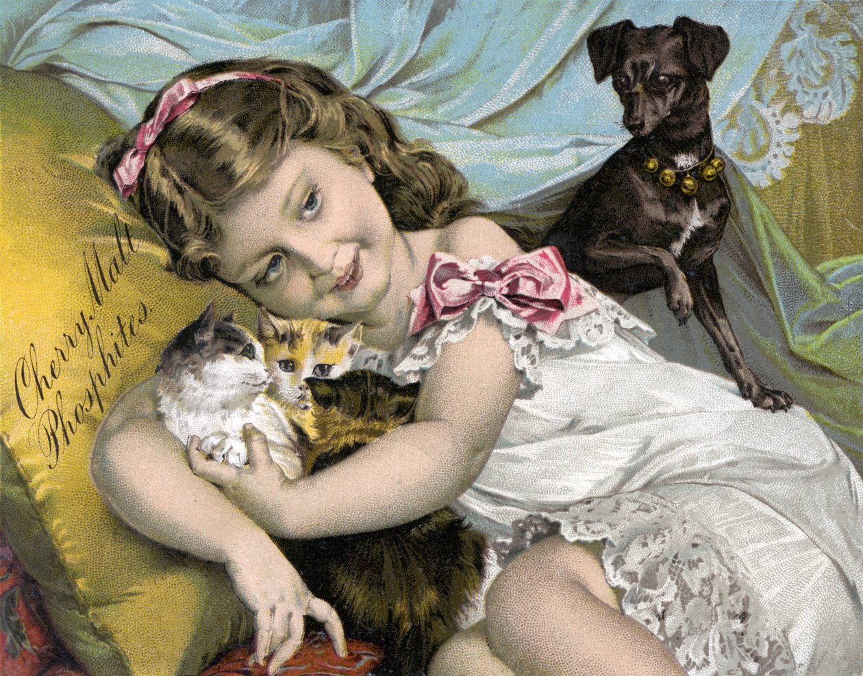 Young Girl Cuddling Her Pets بواسطة المدرسة الأمريكية