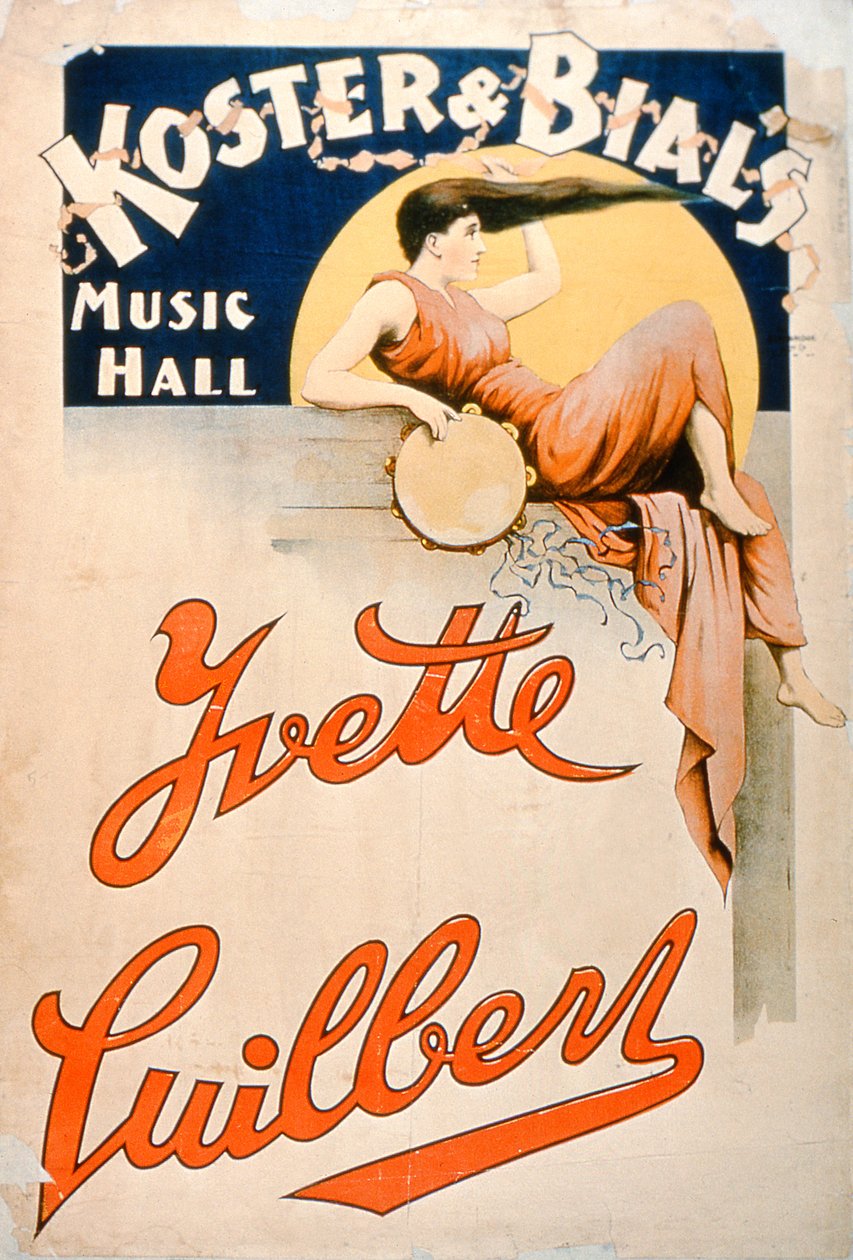إيفيت جيلبرت (c.1869-1944) في Koster and Bials Music Hall ، نيويورك بواسطة المدرسة الأمريكية