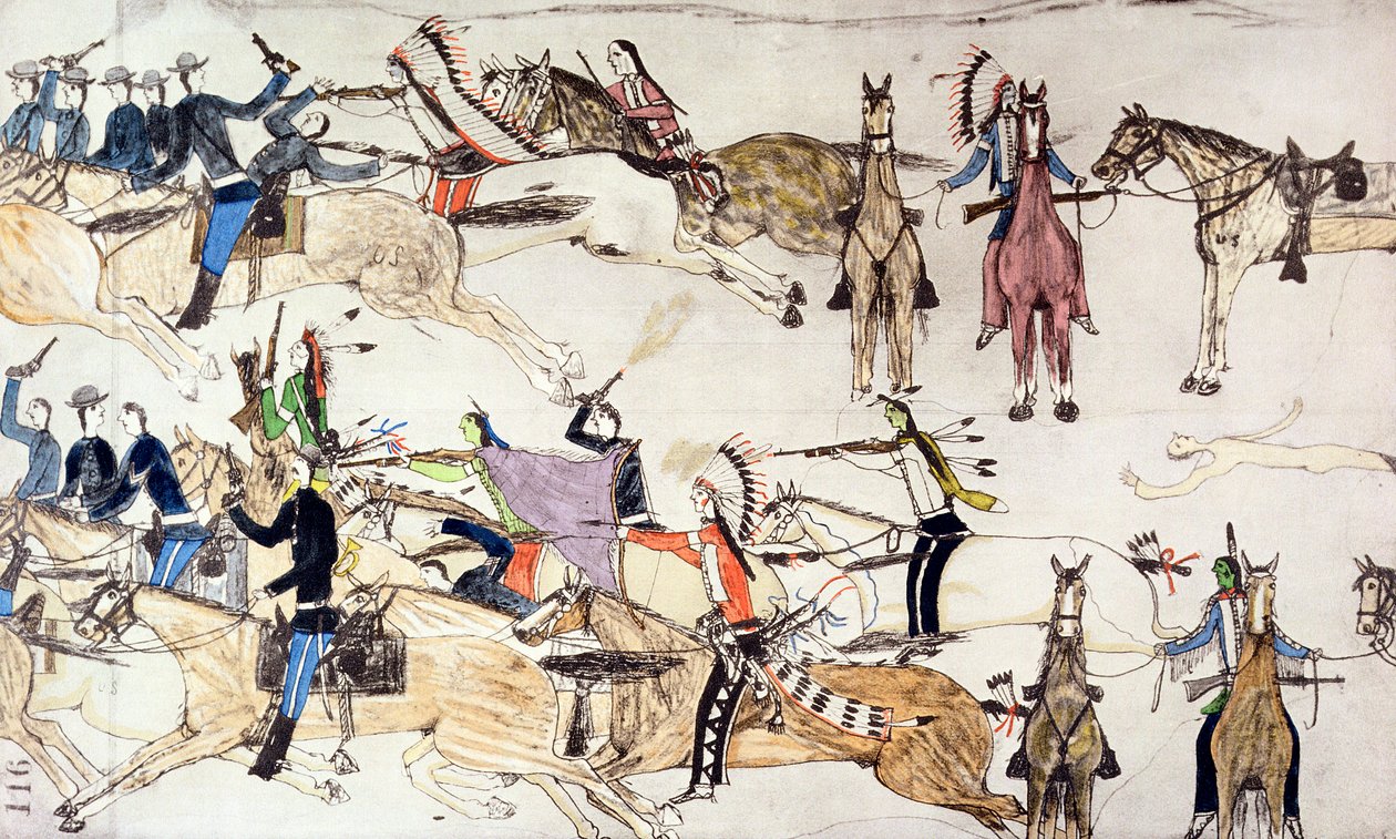 معركة ليتل بيجورن ، مونتانا ، الولايات المتحدة الأمريكية ، 25-26 يونيو 1876 c1900 بواسطة عاموس باد هارت بوفالو