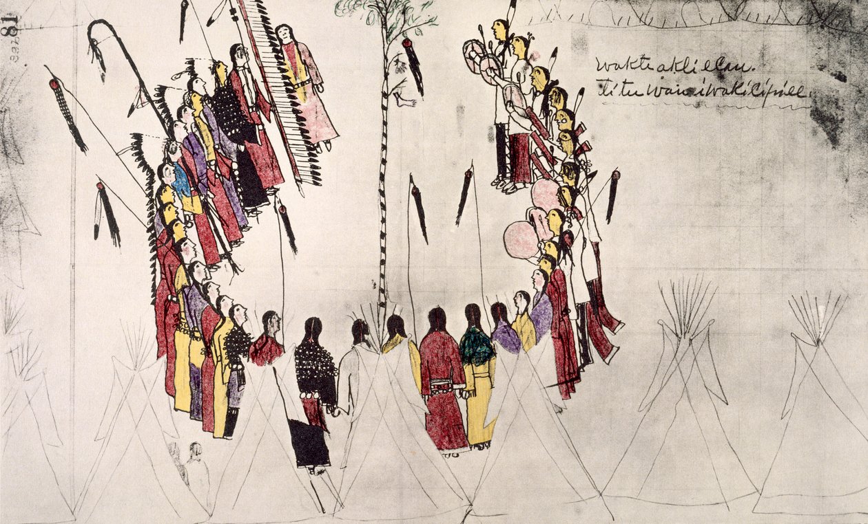 رقصة فروة الرأس أو رقصة النصر (حبر على ورق) بواسطة عاموس باد هارت بوفالو