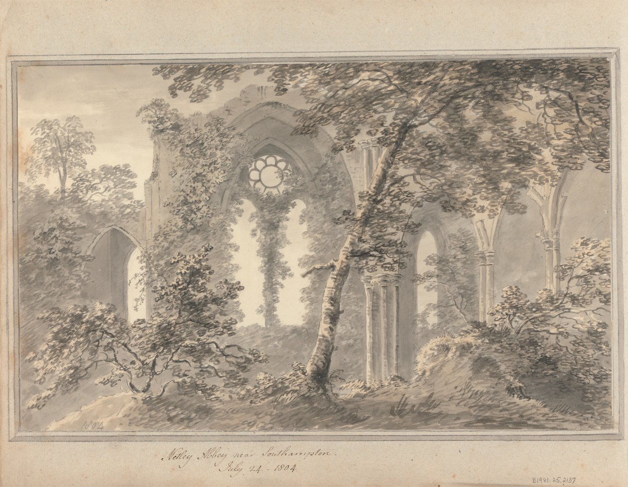 مناظر في إنجلترا واسكتلندا وويلز: Netley Abbey بالقرب من ساوثهامبتون ، 24 يوليو 1804 بواسطة عاموس جرين