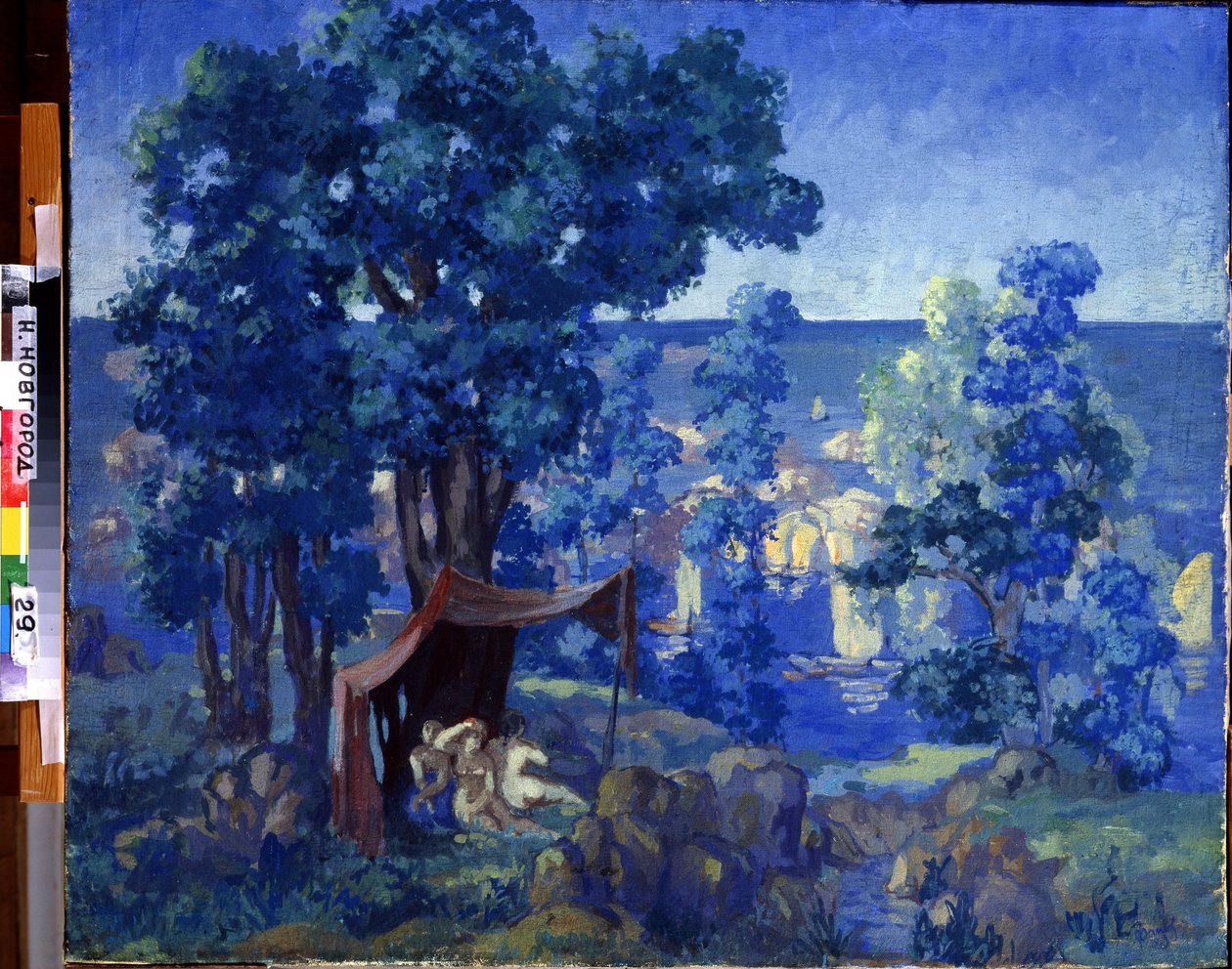 السباحون في البحر. لوحة رسمها أناتولي أفاناسيفيتش أرابوف (1876-1949). زيت على قماش ، ٨٠ × ٩٨ سم بواسطة أناتولي أفاناسييفيتش أرابوف