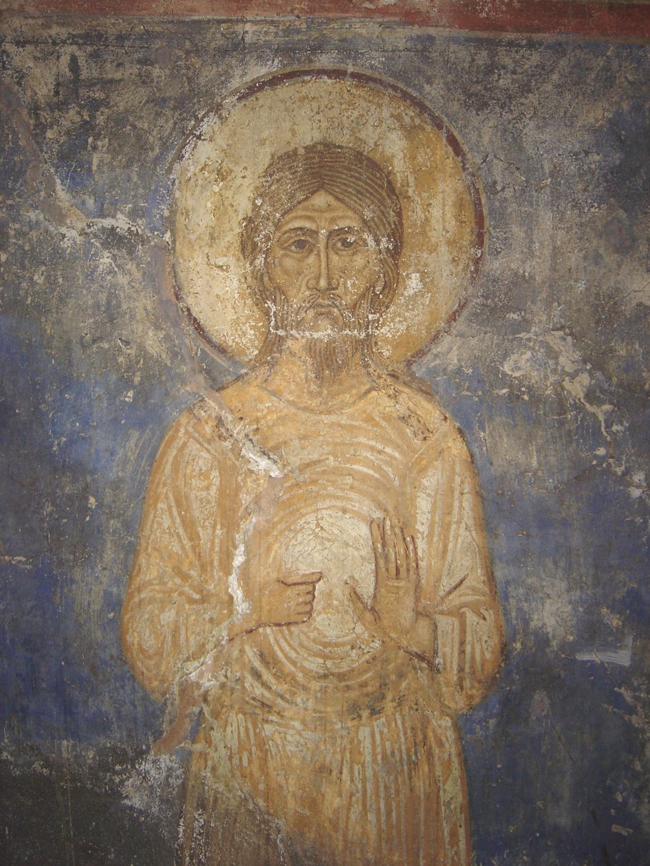 القديس ألكسيوس الرهادي ، القرن الثاني عشر بواسطة الرسوم الجدارية الروسية القديمة