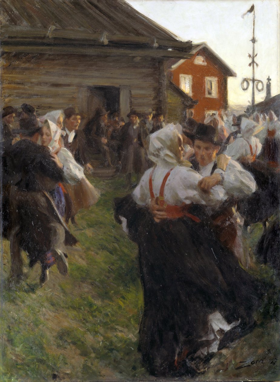 بال ديت - رقص منتصف الصيف - زورن ، أندرس ليونارد (1860-1920) - 1897 - زيت على قماش - 140 × 98 - المتحف الوطني ستوكهولم بواسطة المختلف هو ليونارد زورن