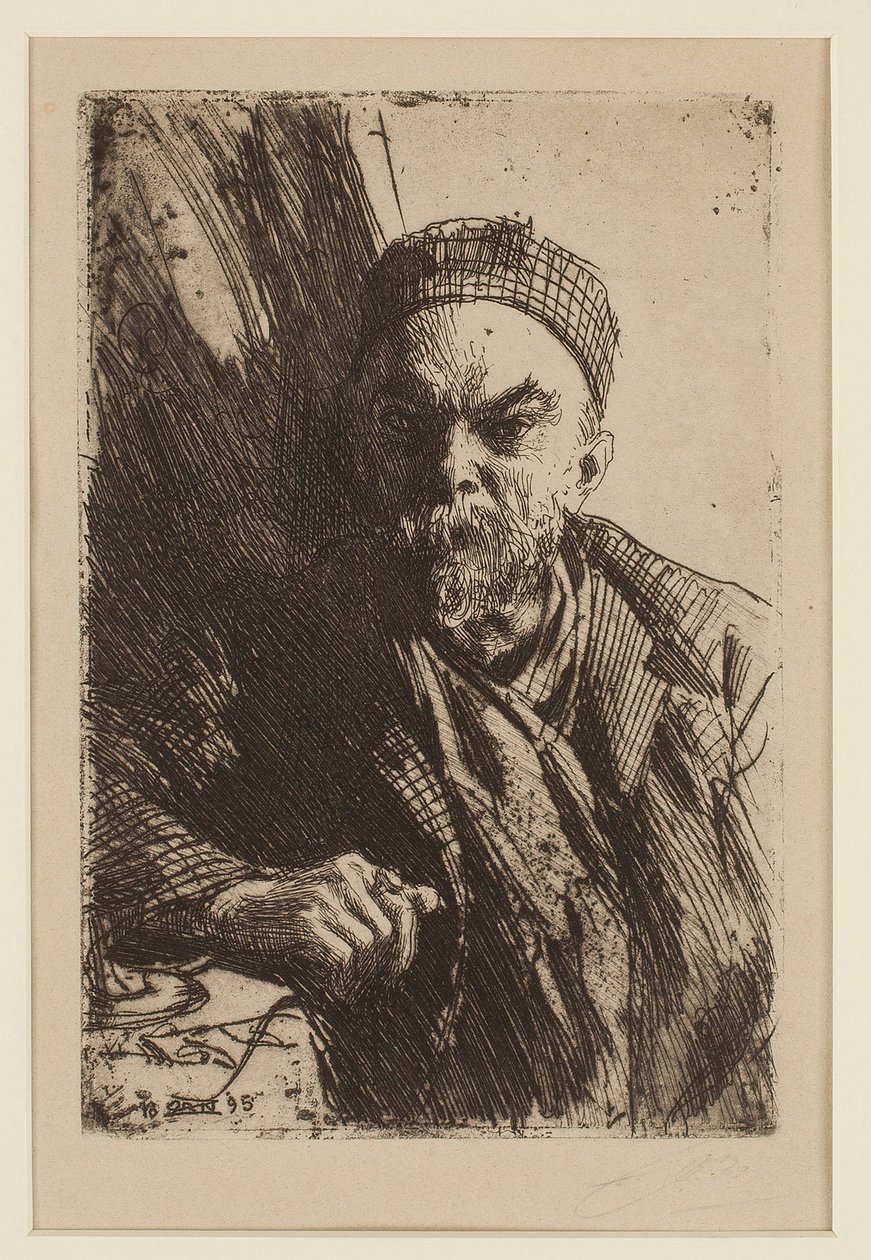 صورة للشاعر بول فيرلين (1844-1896) - زورن ، أندرس ليونارد (1860-1920) - 1895 - حفر - 23.7 × 16 - مجموعة خاصة بواسطة المختلف هو ليونارد زورن