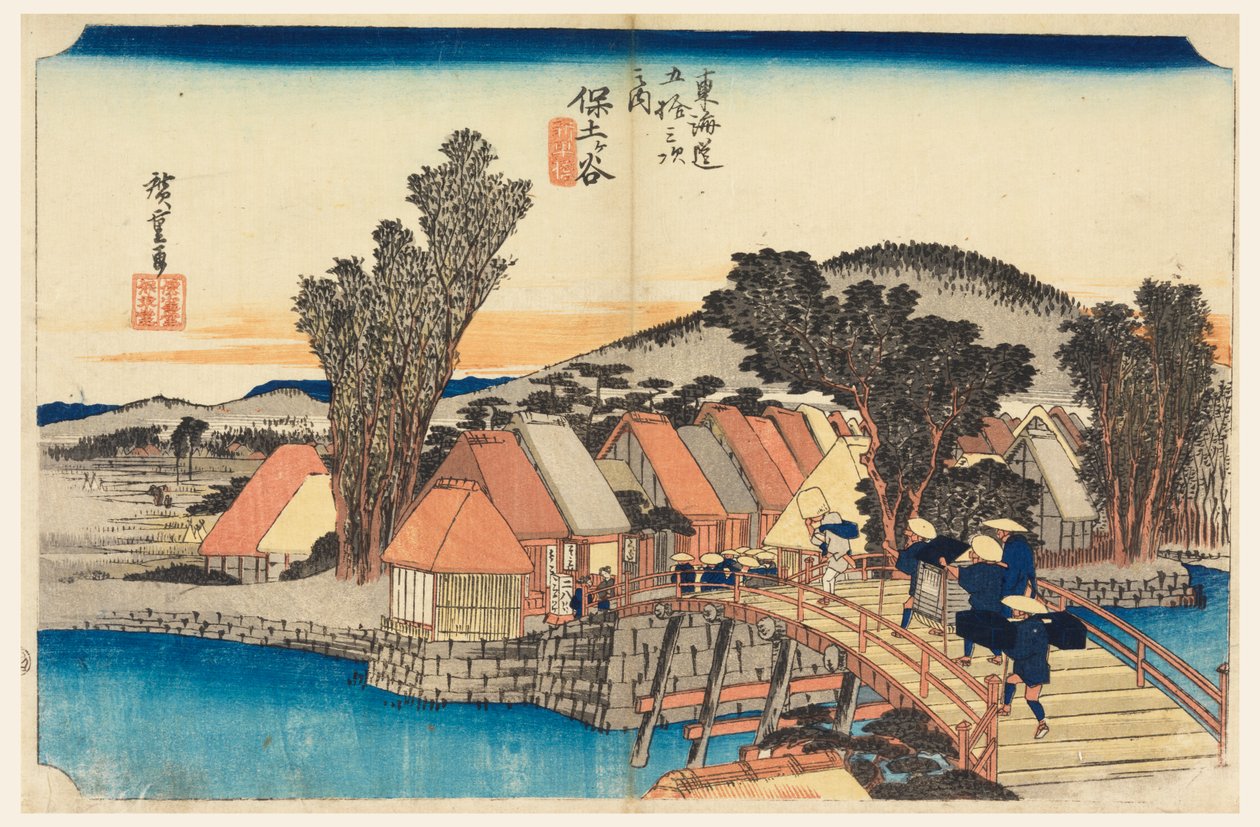 Hodogaya (جسر Shinkame) ، في المحطات الثلاثة والخمسين لطريق توكايدو (Tokaido Gojusan Tsugi-no Uchi) بواسطة أندو هيروشيغه
