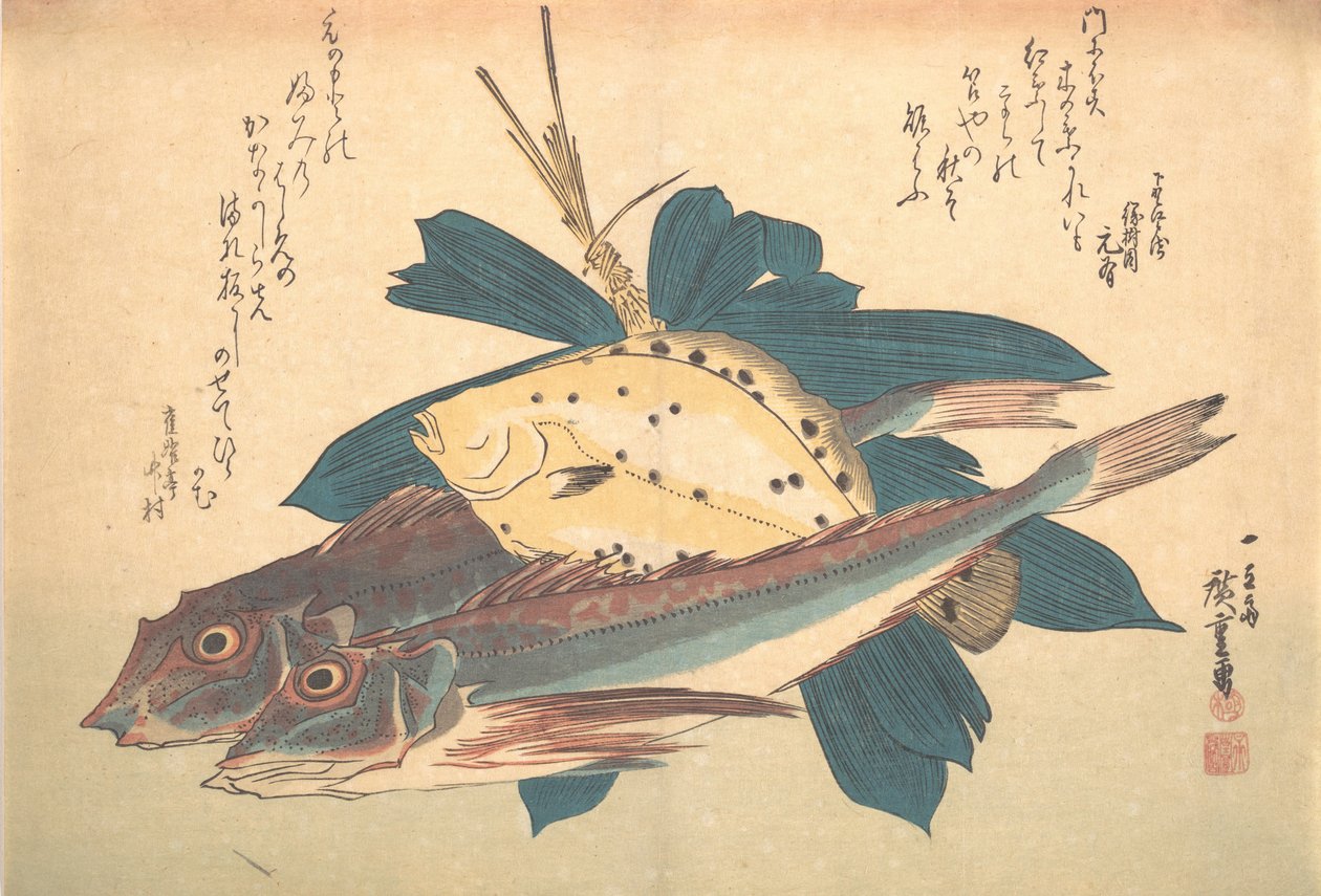 Kanagashira and Karei Fish ، من سلسلة Uozukushi Every Variety of Fish ، 1830. ، 1830. بواسطة أندو هيروشيغه