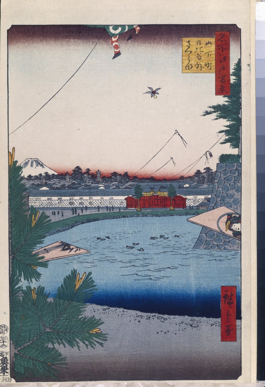 Cent vues celebres d'Edo: Hibiya و Soto-Sakurada من Yamashita-cho (مائة منظر مشهور لإيدو) - Hiroshige ، Utagawa (1797-1858) - 1856-1858 - نقش خشبي ملون - متحف State Hermitage ، سانت بطرسبرغ بواسطة أندو أو أوتاغاوا هيروشيغي