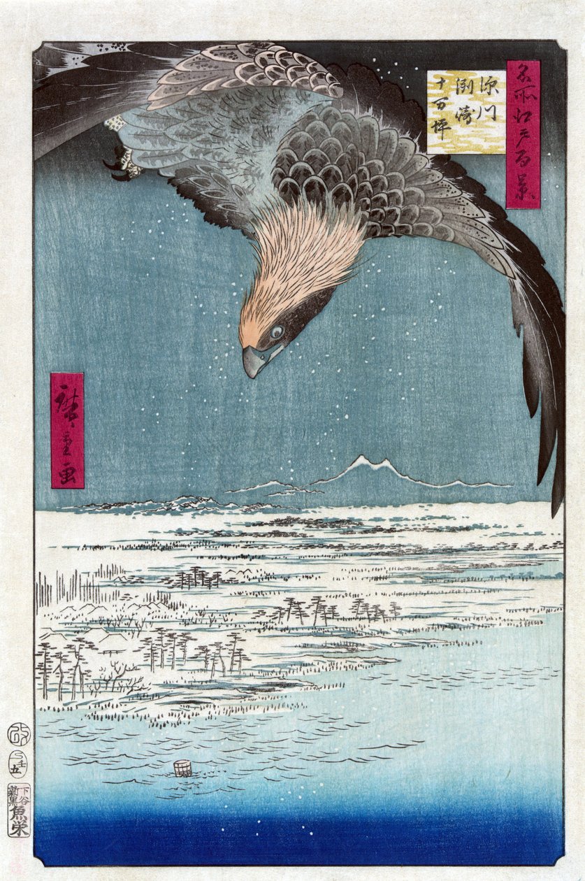 Estampe japonaise: La plaine Juman Tsubo a Susaki، Fukagawa (طوكيو ، اليابان). Serie cent vues celebres d