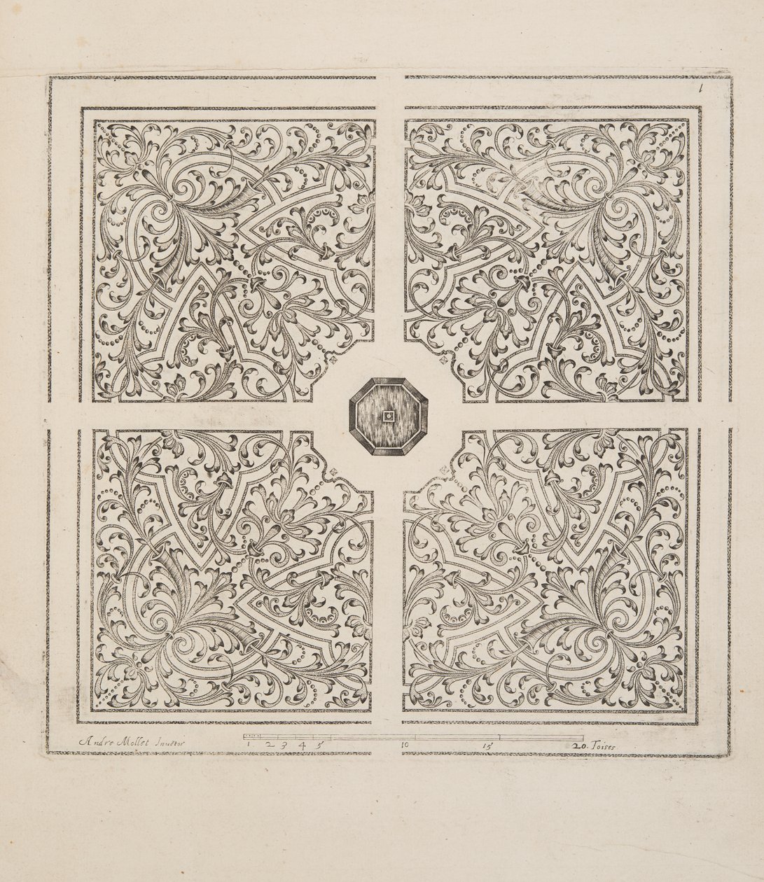 تصميم لـ Parterre ، من Theatre des Plans et Jardinages ، حانة. 1652 (نقش) بواسطة أندريه موليه