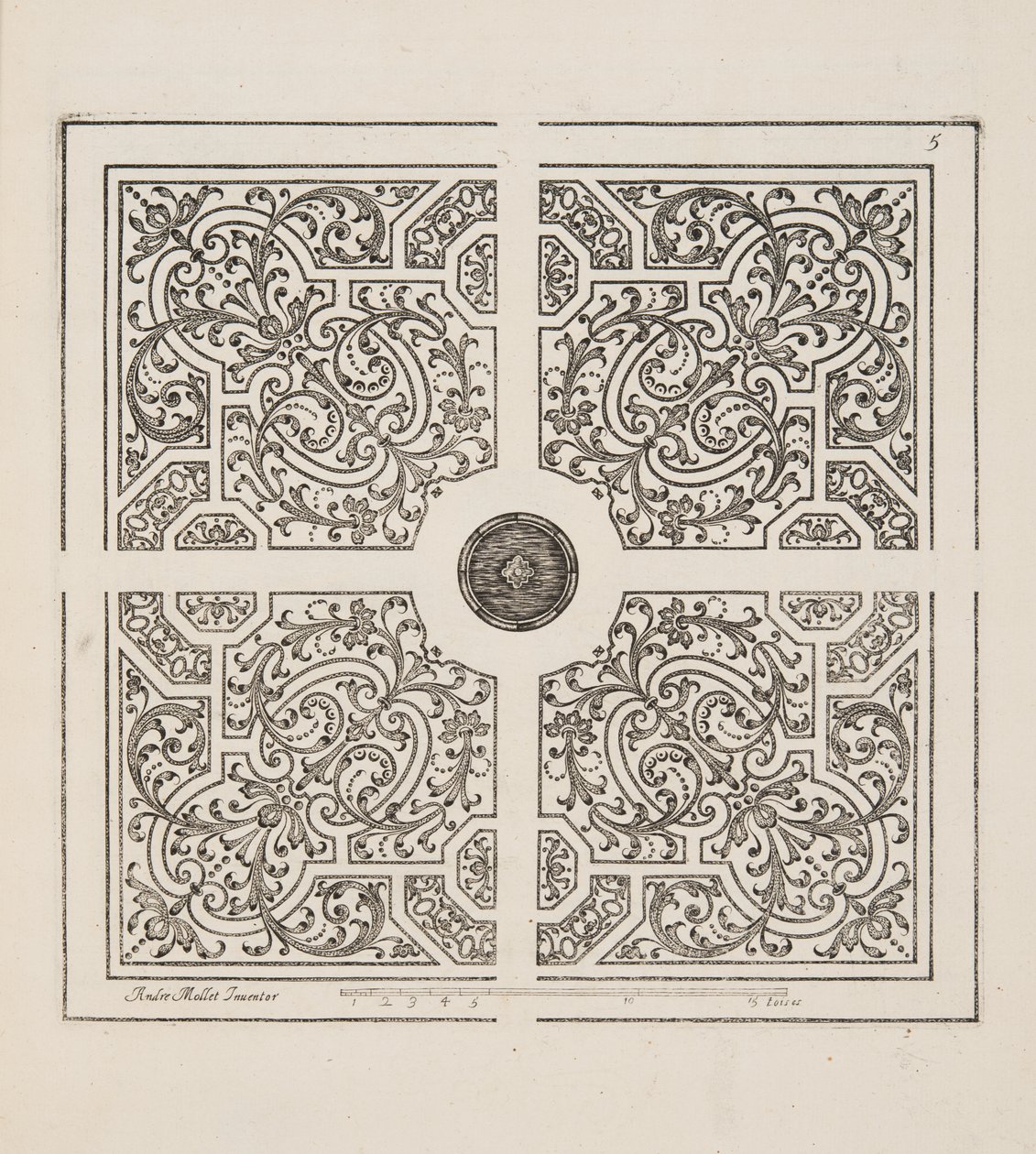 تصميم لـ Parterre ، من Theatre des Plans et Jardinages ، حانة. 1652 (نقش) بواسطة أندريه موليه
