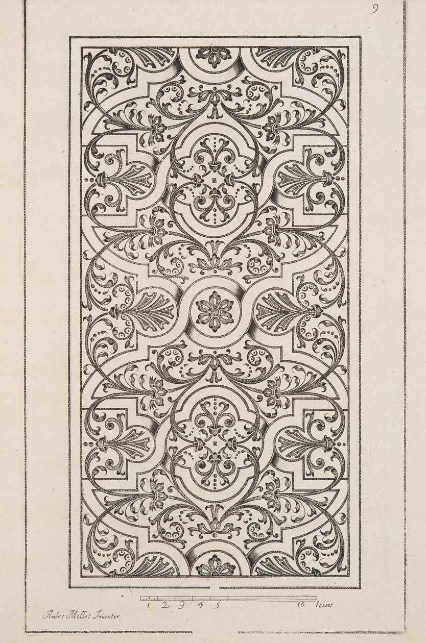 تصميم لـ Parterre ، من Theatre des Plans et Jardinages ، حانة. 1652 (نقش) بواسطة أندريه موليه