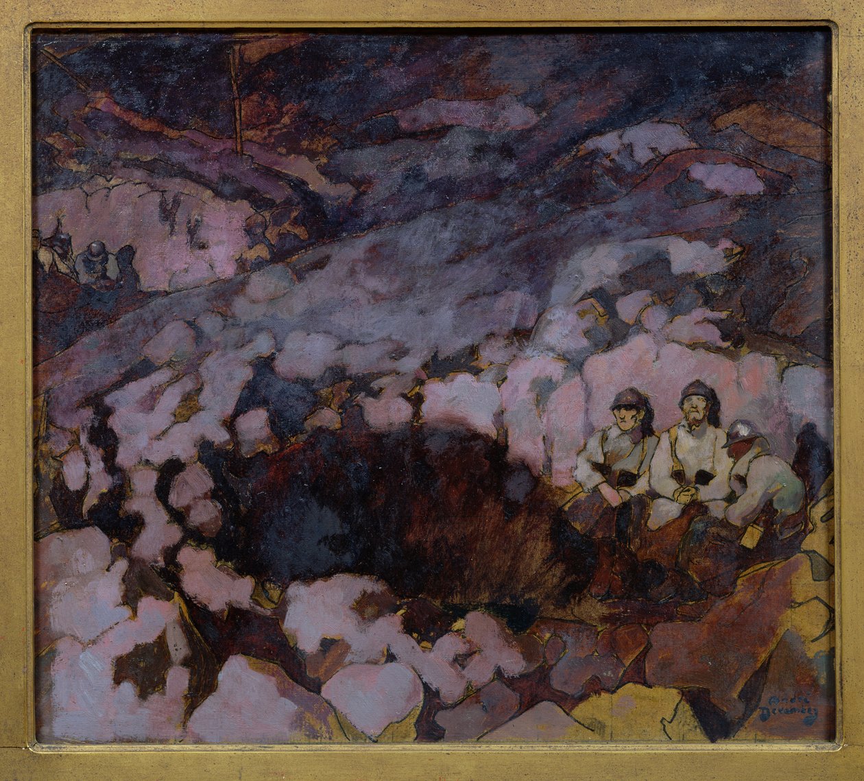 خندق ، اللوحة اليمنى من اللوحة الثلاثية "تذكر الموتى" ، ج .1918 (زيت) بواسطة أندريه ديفامبيز