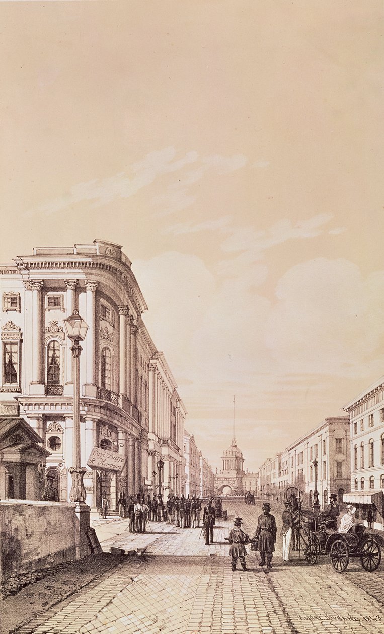 نيفسكي بروسبكت ، سانت بطرسبرغ ، رسم توضيحي من "رحلة رائعة إلى روسيا" ، 1843 بواسطة أندريه دوراند