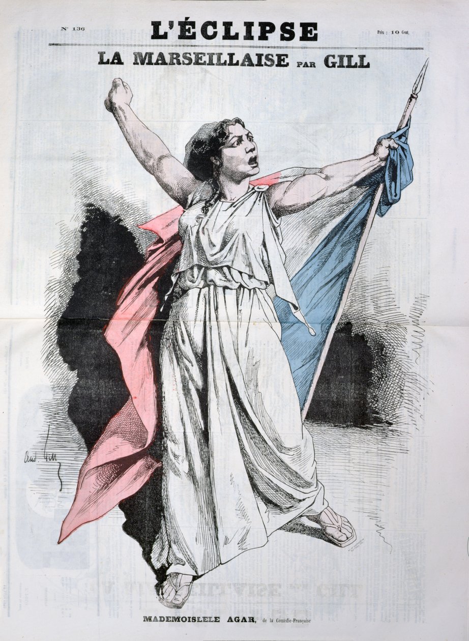 Mlle Agar يغني Marseillaise ، من الغلاف الأمامي لـ &39;L&39;Eclipse&39; ، 28 أغسطس 1870 بواسطة أندرو جيل