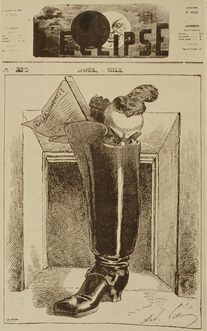 Noël ، The Marseillaise in a Boot ، صورة توضيحية من مجلة "L&39;Eclipse" ، 26 ديسمبر 1868 بواسطة أندرو جيل