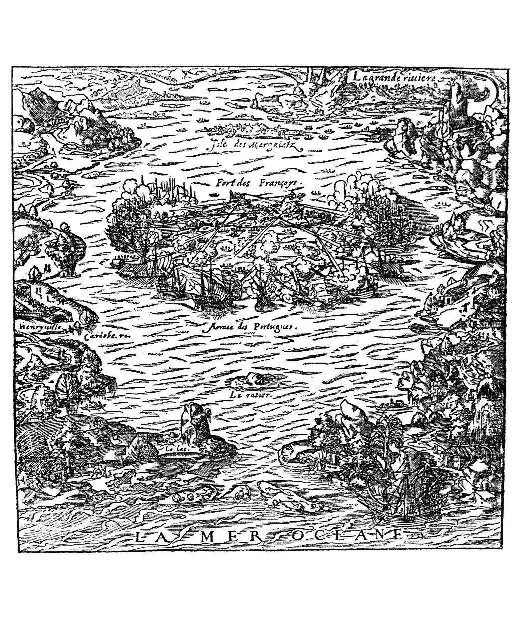 الاستيلاء على حصن فيليجانيون من "La Cosmographie universelle" بواسطة أندريه ثيفيت ، حوالي 1560 بواسطة أندريه ثيفت