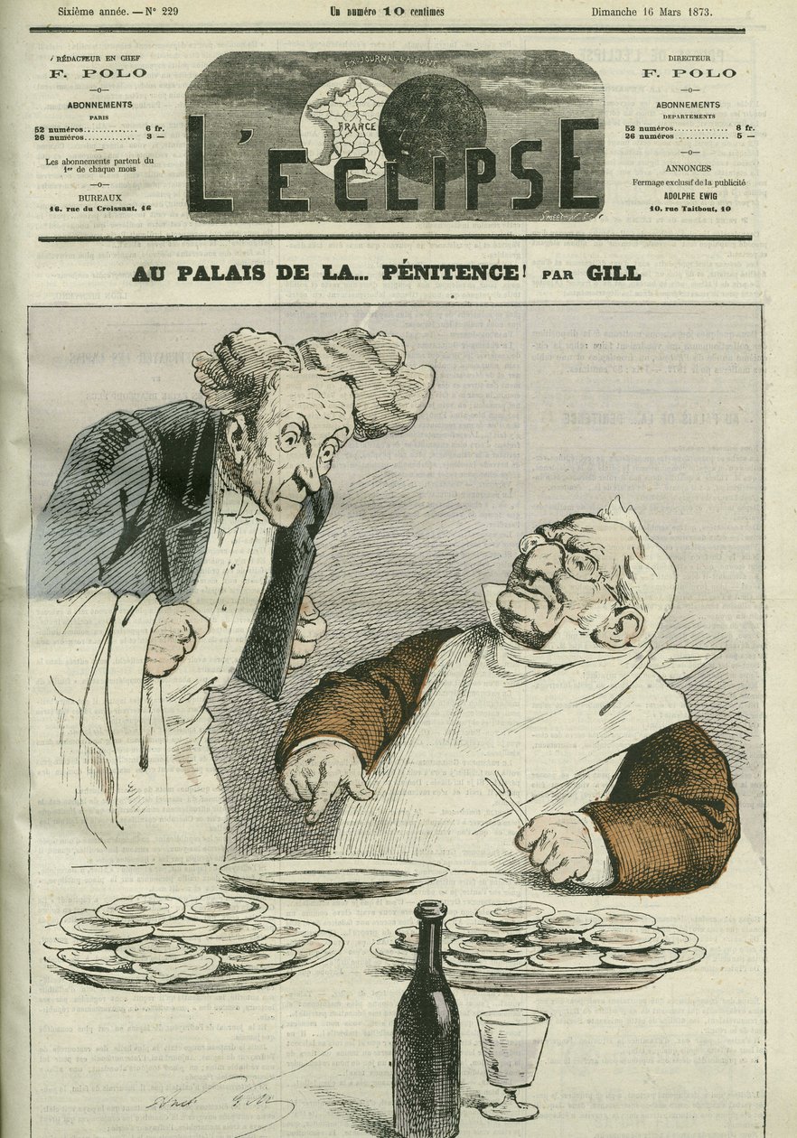 في قصر الندم ، رسم كاريكاتوري لرئيس الجمهورية أدولف تيير (1797-1877). غلاف في “L