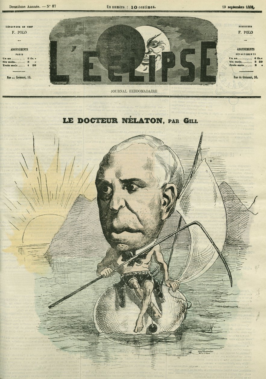 أوغست نيلاتون (1807-1873) ، جراح فرنسي. غلاف في “L'Eclipse” بقلم جيل ، 19 سبتمبر بواسطة أندرو جيل