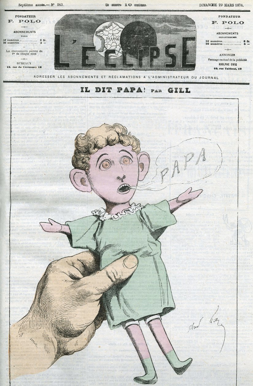 صورة كاريكاتورية لنابليون يوجين لويس بونابرت (1856-1879) ، ابن نابليون الثالث. غلاف في “L'Eclipse” بقلم جيل ، 29 مارس بواسطة أندرو جيل