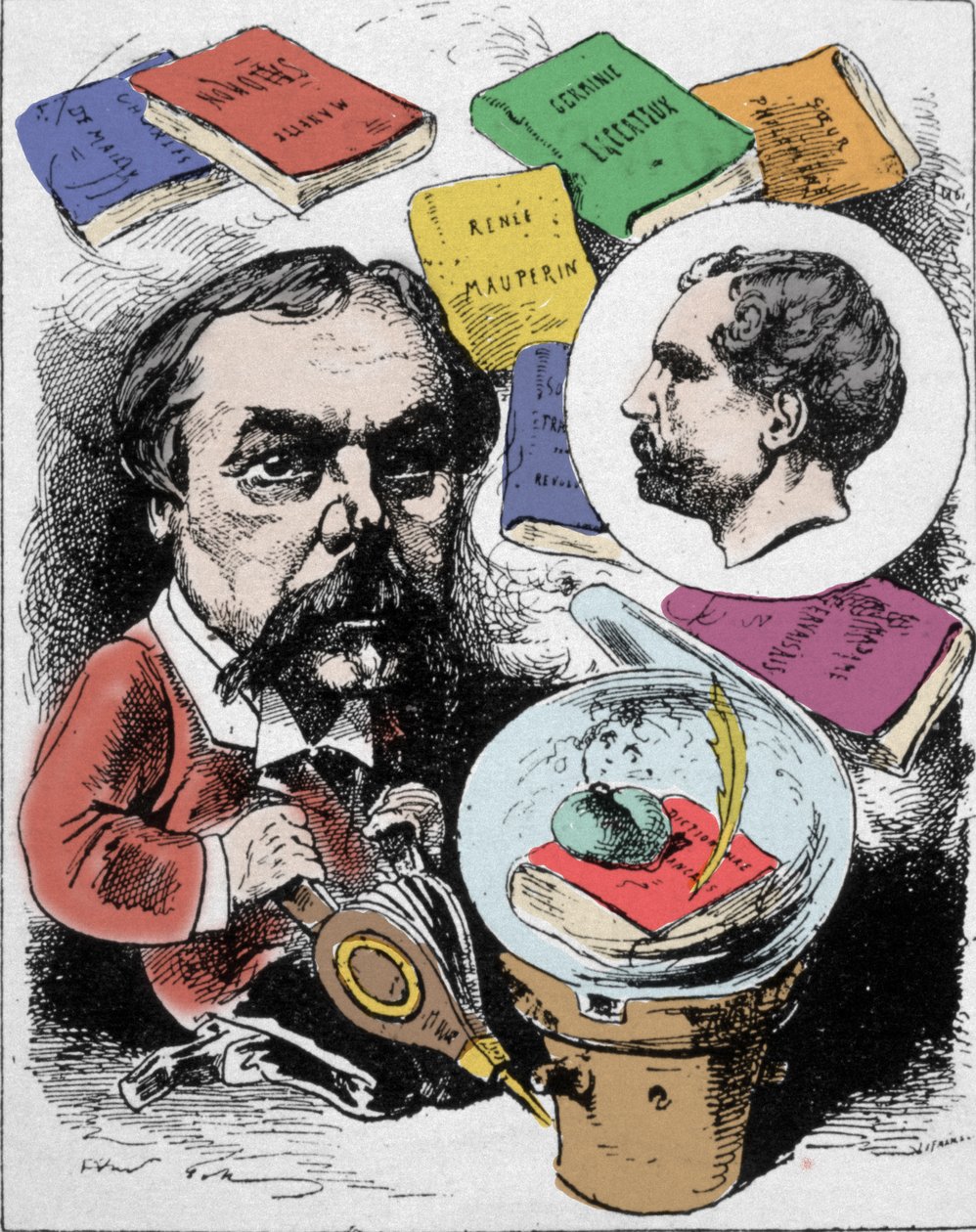 رسم كاريكاتوري يصور الكاتب الفرنسي إدموند دي جونكور (1822-1896). رسم لجيل نُشر في "L