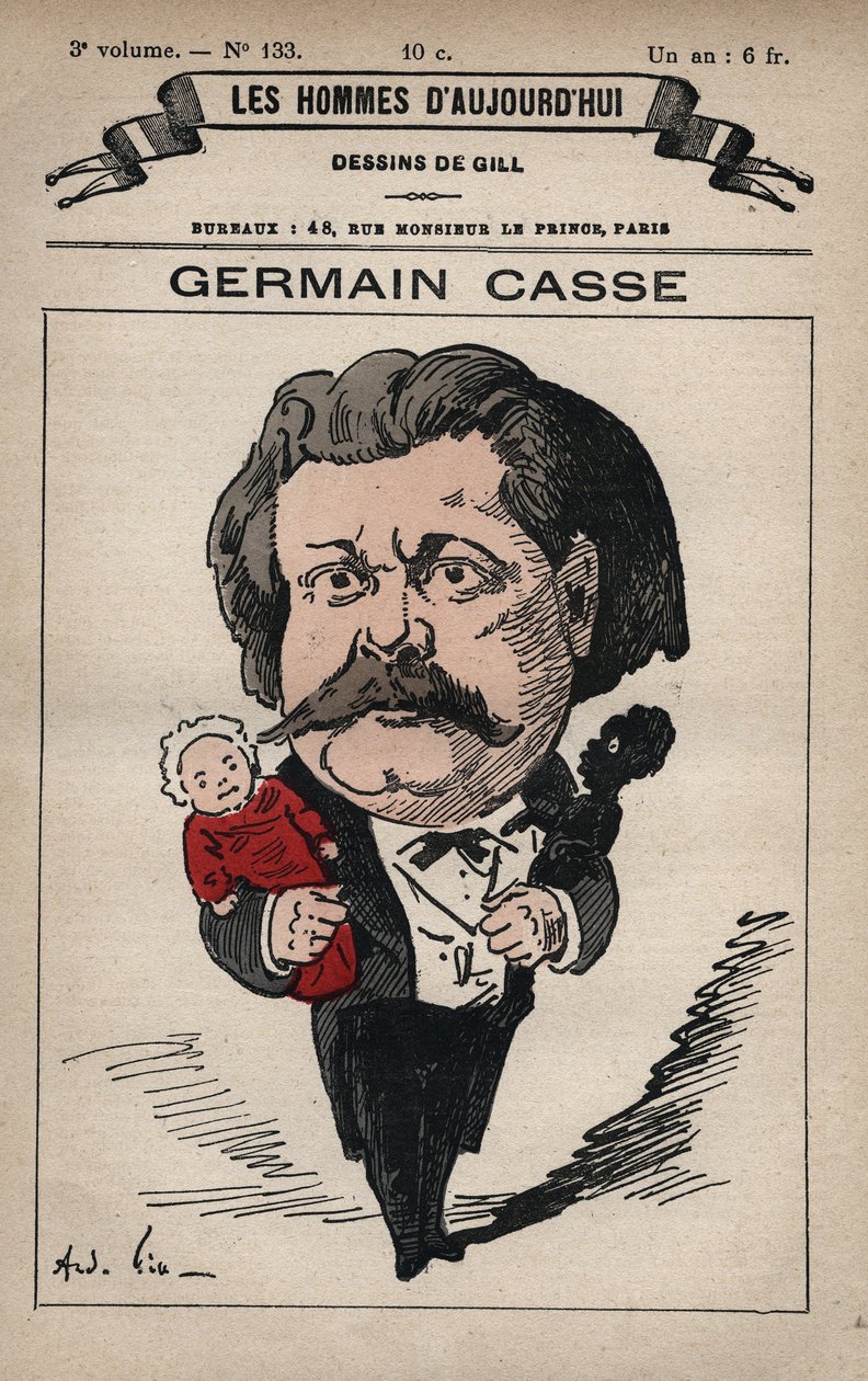 كارتون لجيرمان كاس (1837-1900) سياسي فرنسي ، من "Les Hommes d'Today" ج. 1779 - 1880 بواسطة أندريه جيل (1840-1885) بواسطة أندرو جيل