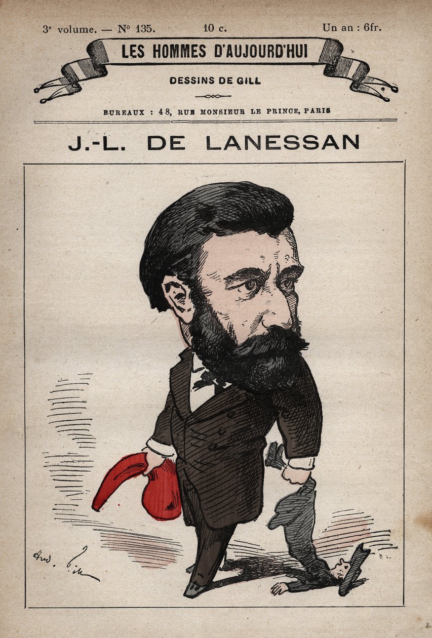 كارتون جان ماري أنطوان دي لانيسان (1843-1919) رجل دولة إنجليزي من 'Les Hommes d'Today' ج. 1779 - 1880 بواسطة أندريه جيل (1840-1885) بواسطة أندرو جيل