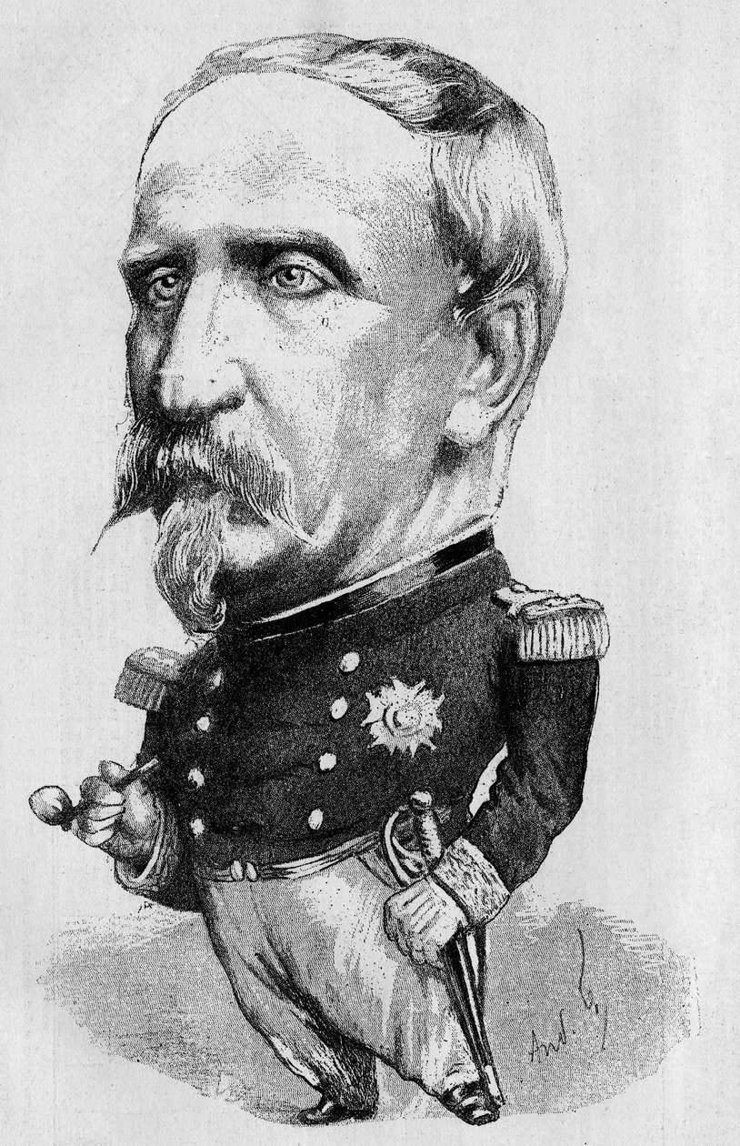 رسم لأندريه جيل يمثل دوق أومالي (1822-1897) ، سياسي ومؤرخ فرنسي ، وعضو في الأكاديمية الفرنسية. نقش في "" العالم المصور "" 1885 بواسطة أندرو جيل