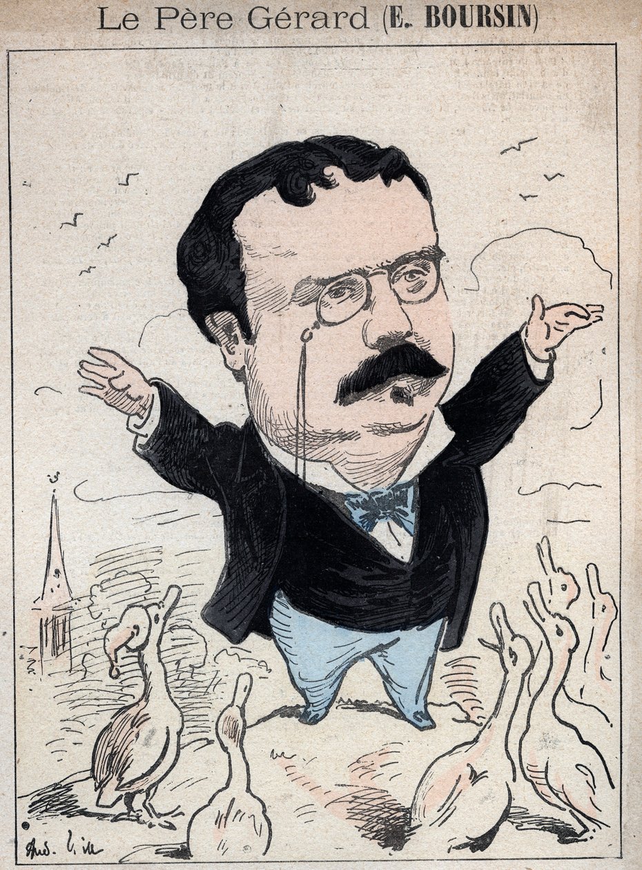 Elphege Boursin (1836-1891) صحفي وكاتب مقالات سياسي ورجل مؤرخ ومؤرخ - رسم كاريكاتوري لأندريه جيل في "Les Hommes d'Today" ، باريس بواسطة أندرو جيل
