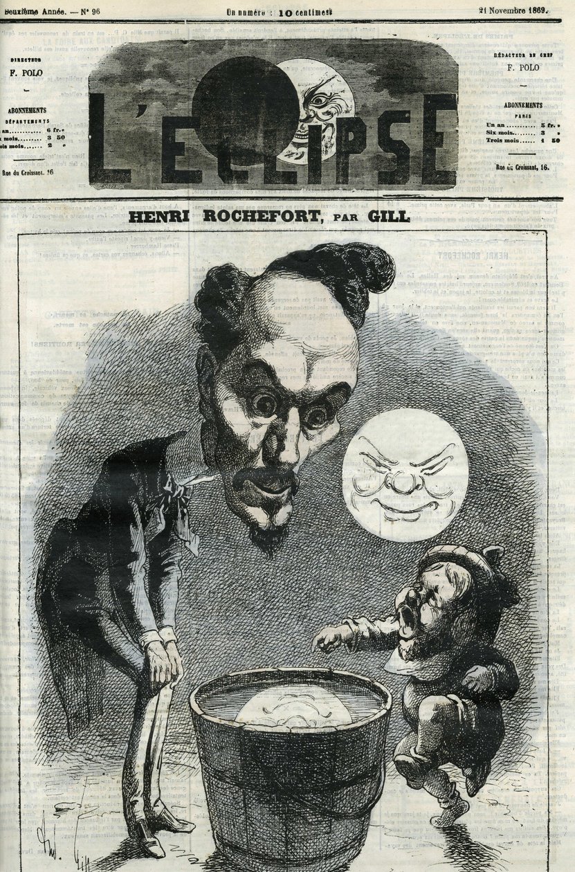 هنري روشفورت (1831-1913) ، صحفي وكاتب وسياسي فرنسي. الغلاف في "L'Eclipse" بقلم جيل ، 21 نوفمبر بواسطة أندرو جيل