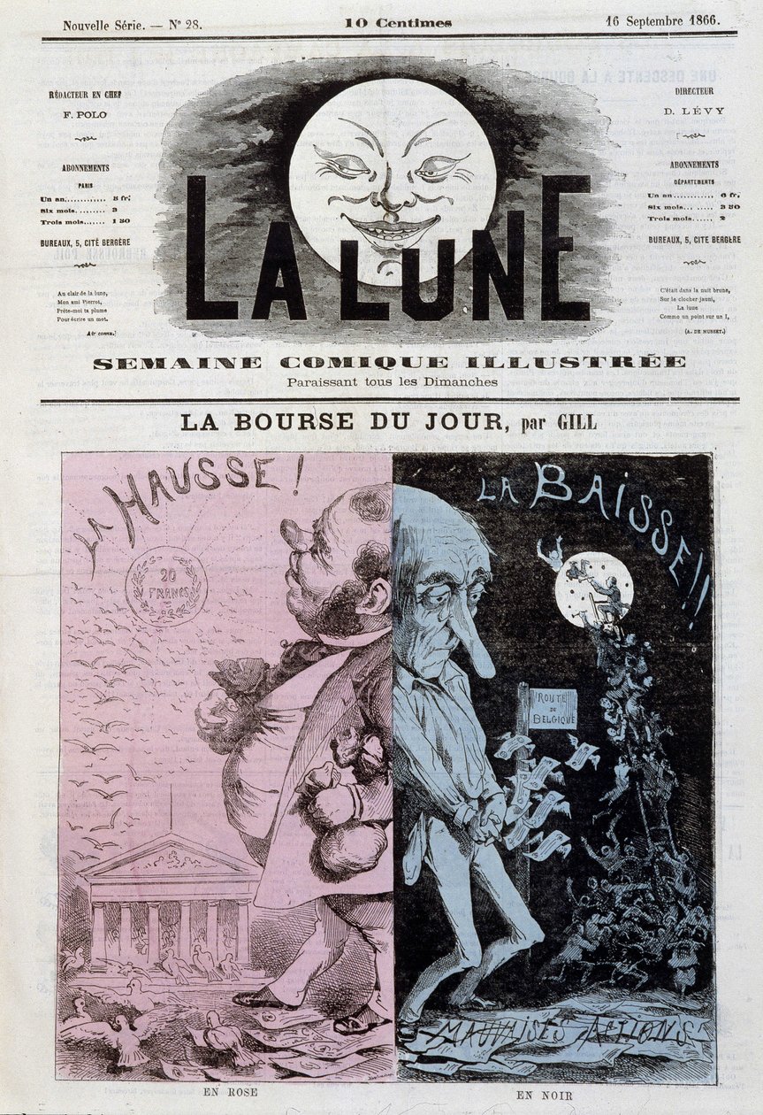 La Bourse: rise et diminution - by Gill, in “” La Lune”” of 16/09/1866 بواسطة أندرو جيل