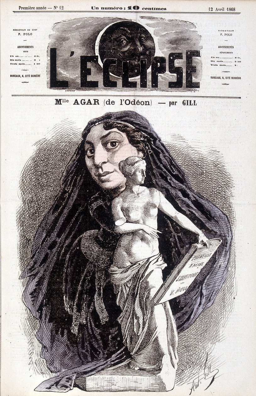 مدموزيل أجار (من أوديون) ممثلة في الأكاديمية الفرنسية. الرسم بواسطة جيل في الكسوف بواسطة أندرو جيل