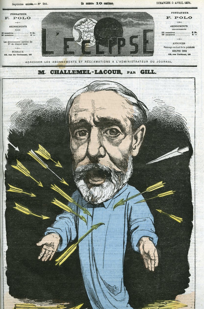 Paul-Armand Challemel-Lacour (1827-1896) ، سياسي ودبلوماسي ومؤرخ للفلسفة الفرنسية. الغلاف في "L'Eclipse" بقلم جيل ، 5 أبريل بواسطة أندرو جيل