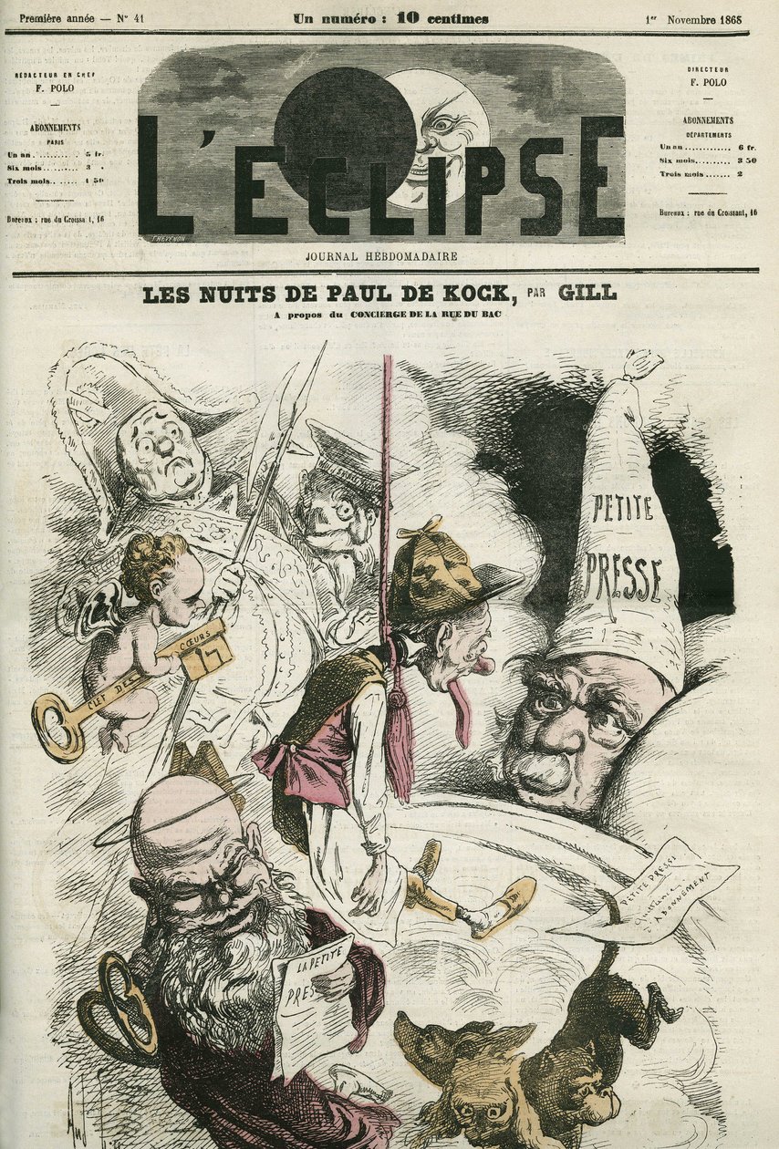 بول دي كوك (1793-1871) كاتب فرنسي مشهور. الغلاف في "L'Eclipse" بقلم جيل ، 1 نوفمبر بواسطة أندرو جيل