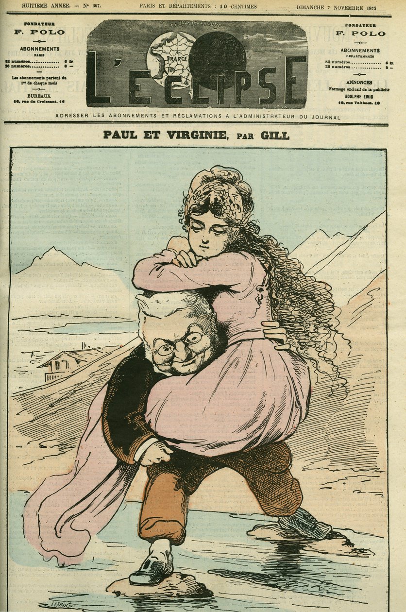 صورة شخصية لأدولف تيير (1797-1877) ، مؤرخ وسياسي فرنسي ، ممثلة في "بول إيه فيرجيني" (الجمهورية). غلاف في "L
