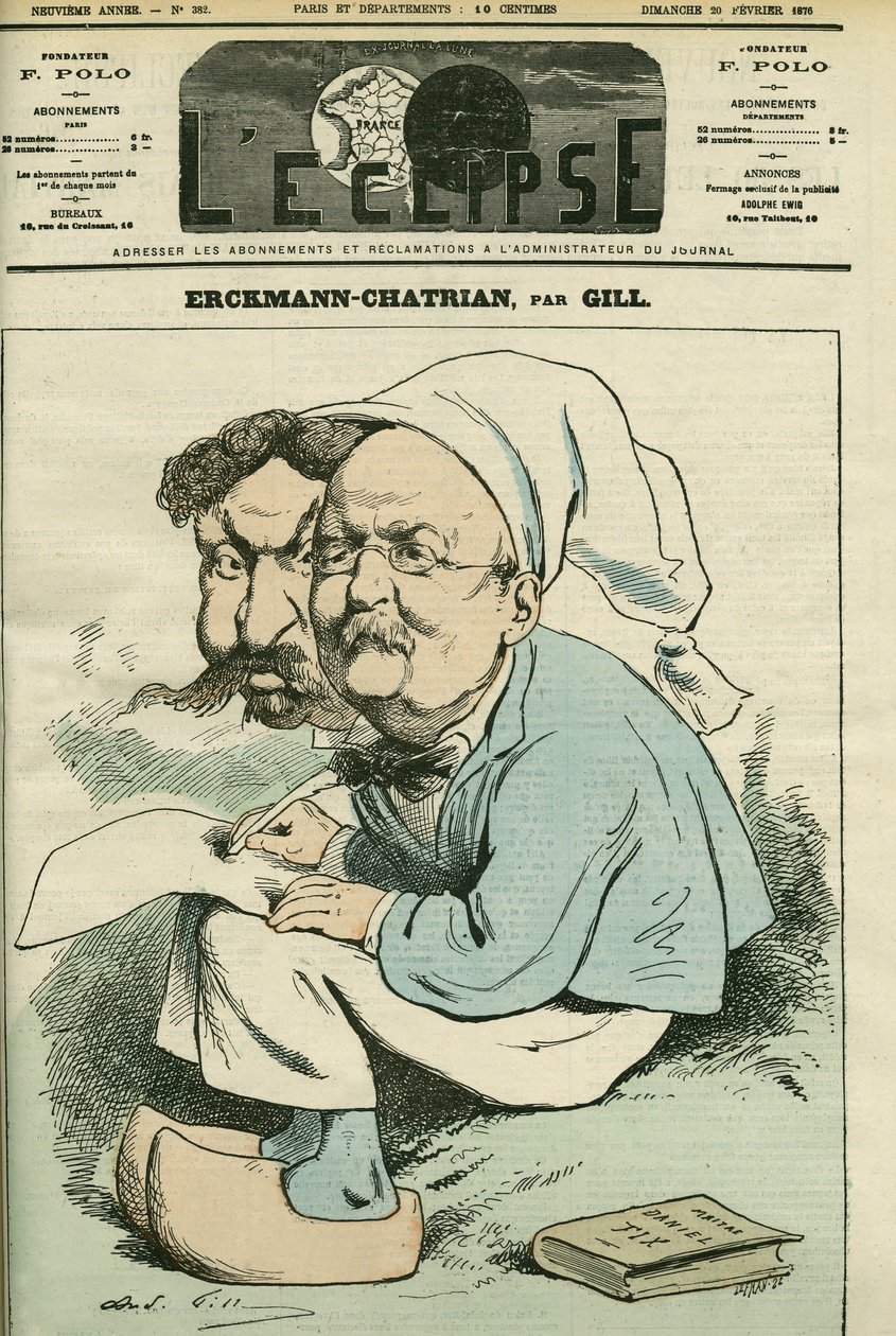 صورة ألكسندر شاتريان (1826-1890) وإميل إركمان (1822-1899) ، المعروفين باسم إركمان-شاتريان ، وهما ثنائي الروائيين الفرنسيين. غلاف في “L