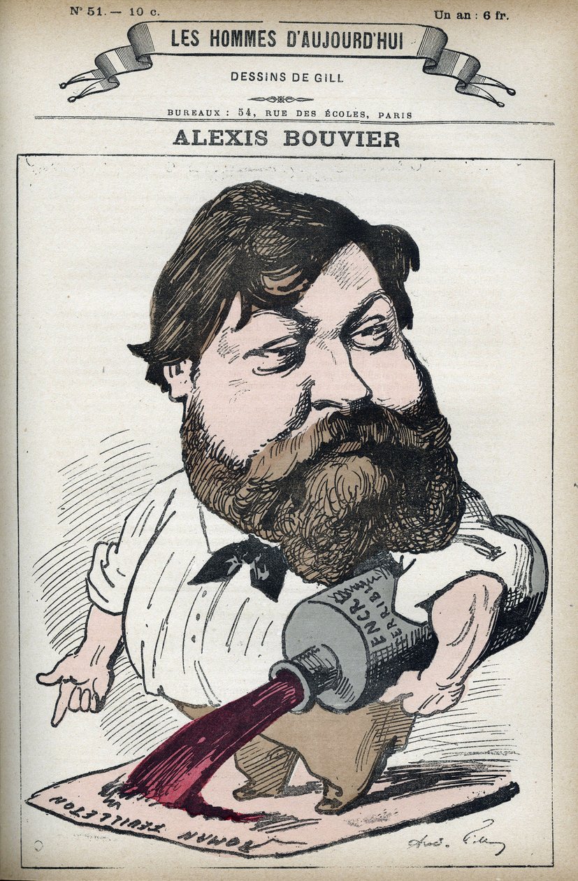 صورة الكسيس بوفييه (1836-1892) ، الروائي والكاتب المسرحي الفرنسي الشهير. كارتون جيل ، باريس. بواسطة أندرو جيل