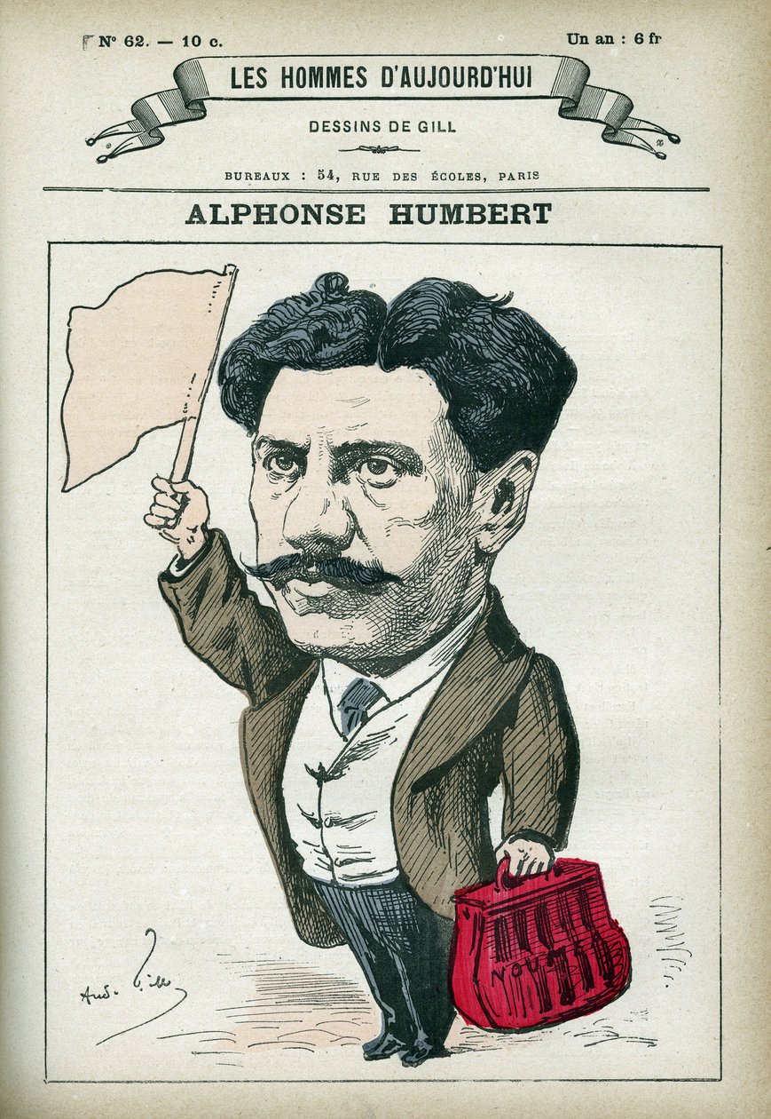 صورة لألفونس هامبرت ، وهو سياسي فرنسي وكوميوني ، تم إرساله إلى تولون باني في عام 1872 وإلى نوميا باني قبل أن يتم العفو عنه في عام 1879. رسم كاريكاتوري لجيل ، باريس. بواسطة أندرو جيل