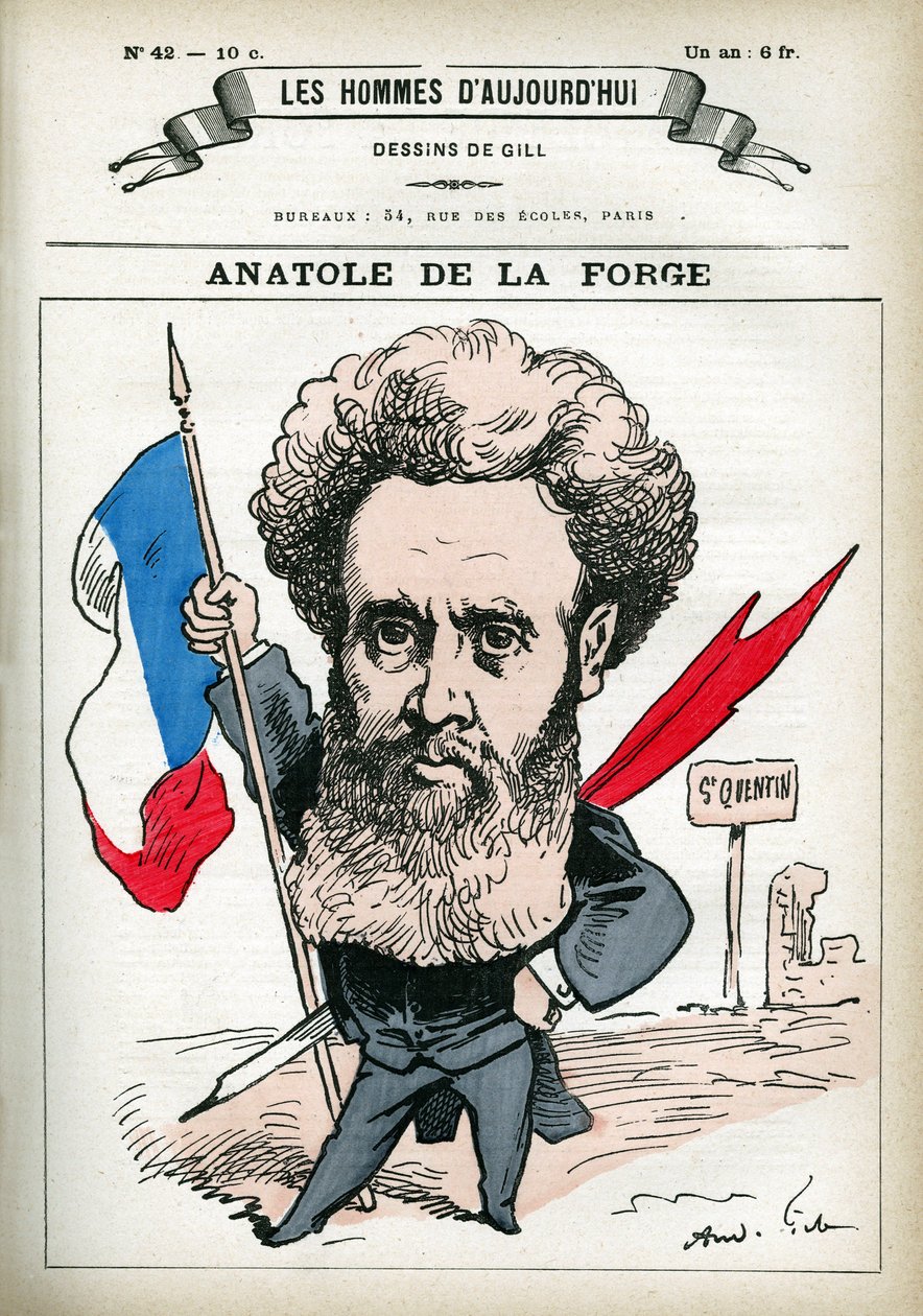صورة لأناتول دي لا فورج (1821-1892) ، سياسي وعسكري فرنسي. كارتون جيل ، في “Les Homme d'Today” ، باريس بواسطة أندرو جيل