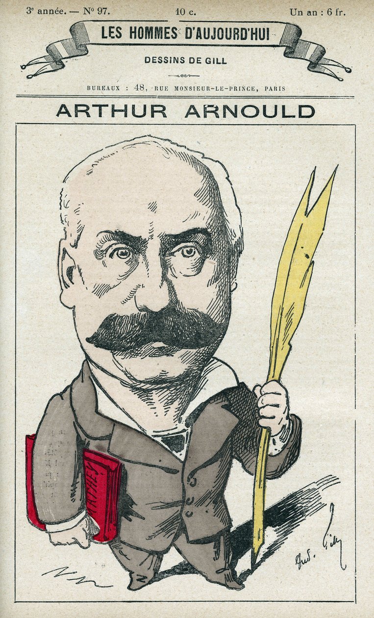 صورة آرثر أرنولد (1833-1895) ، صحفي وسياسي فرنسي ، شارك بنشاط في كومونة باريس. كارتون جيل ، باريس. بواسطة أندرو جيل