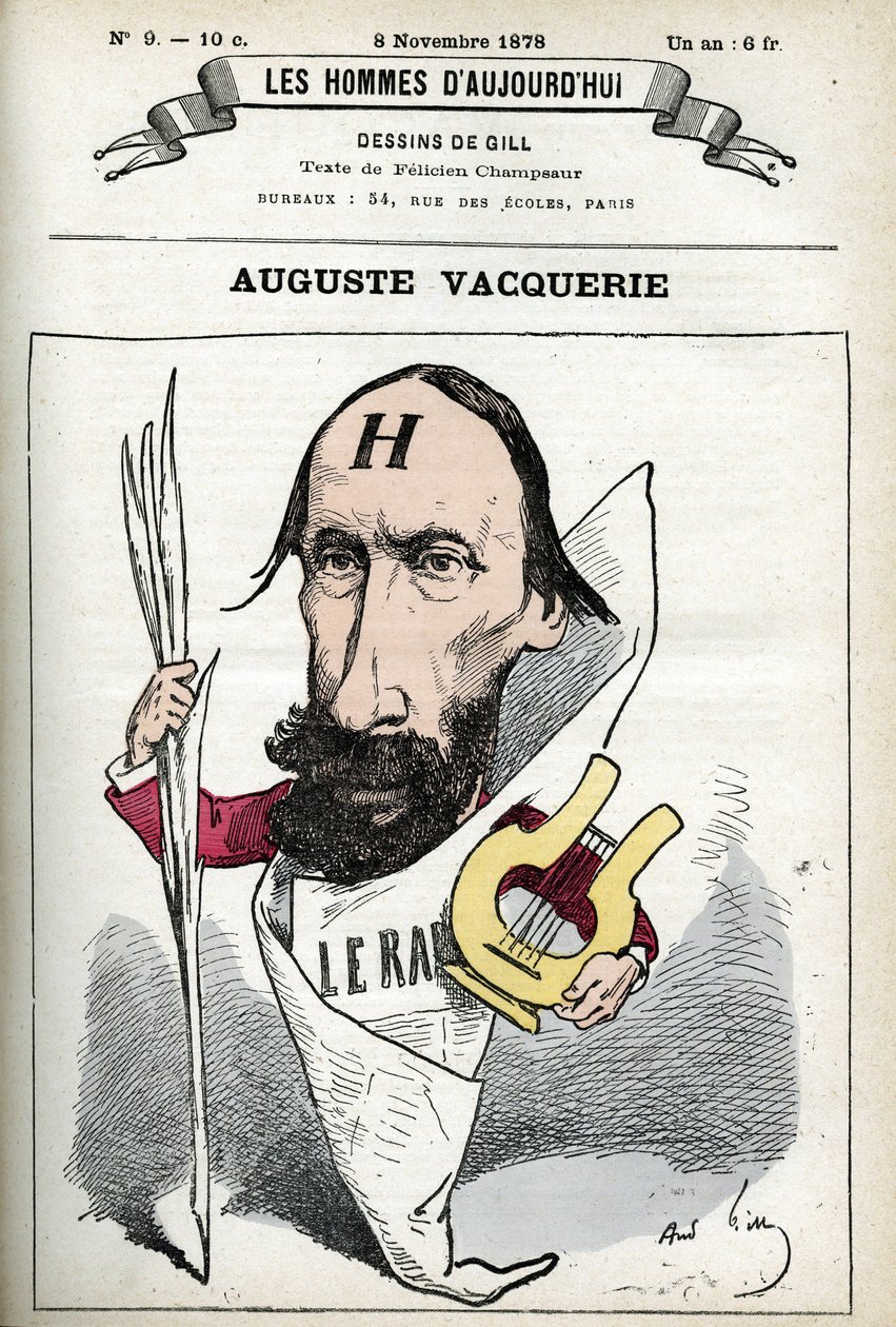 صورة لأوغست فاكويري (1819-1895) ، شاعر وكاتب مسرحي وصحفي فرنسي. كارتون جيل ، باريس. بواسطة أندرو جيل