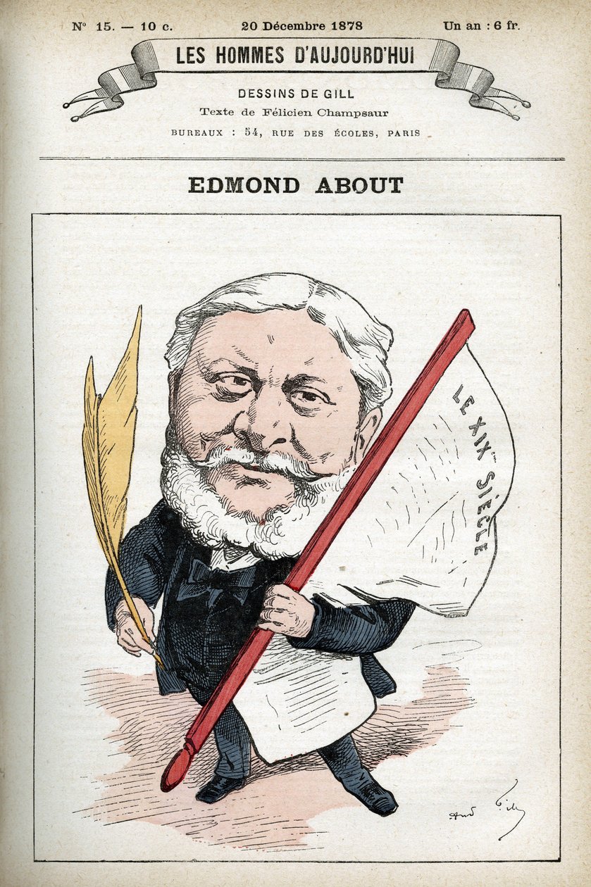 بورتريه إدموند أباوت (1828-1885) ، روائي وكاتب مسرحي وناقد فني فرنسي. كارتون جيل ، باريس. بواسطة أندرو جيل