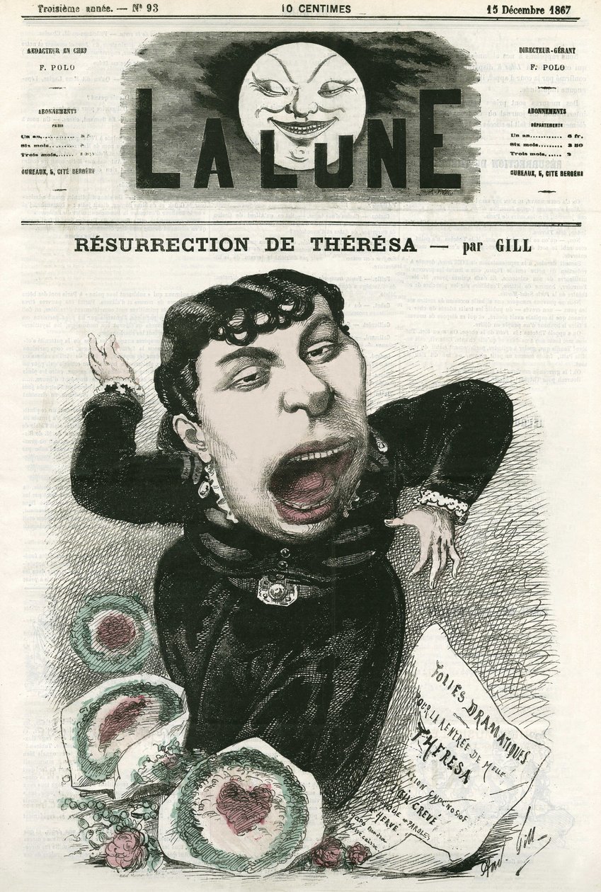 صورة إيما فالادون ديت تيريزا (1837-1913) ، مغنية الأوبرا الفرنسية. كارتون جيل ، في "La Lune" ، 15 ديسمبر بواسطة أندرو جيل