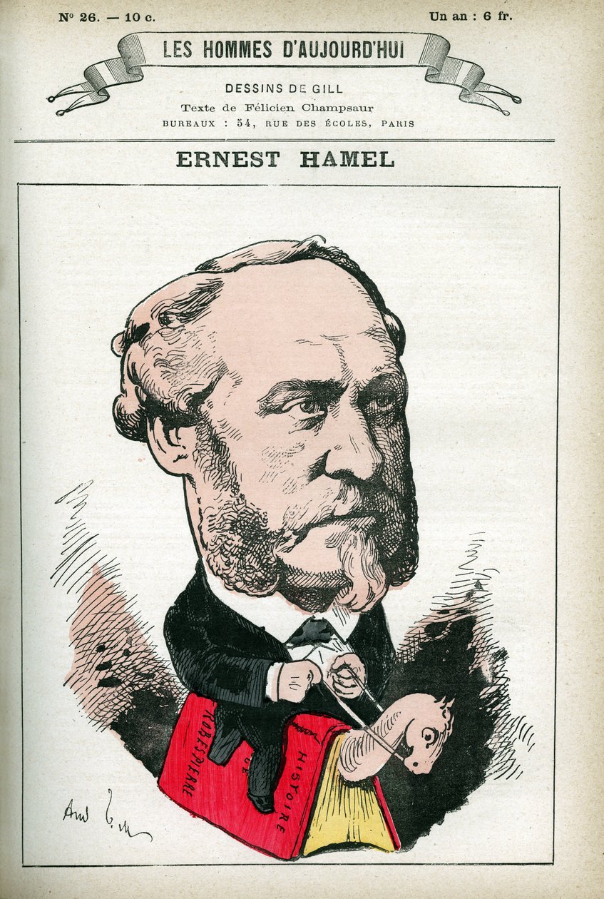 صورة شخصية لإرنست هامل (1826-1898) ، محامٍ وسياسي فرنسي. كارتون جيل ، في “Les Homme d