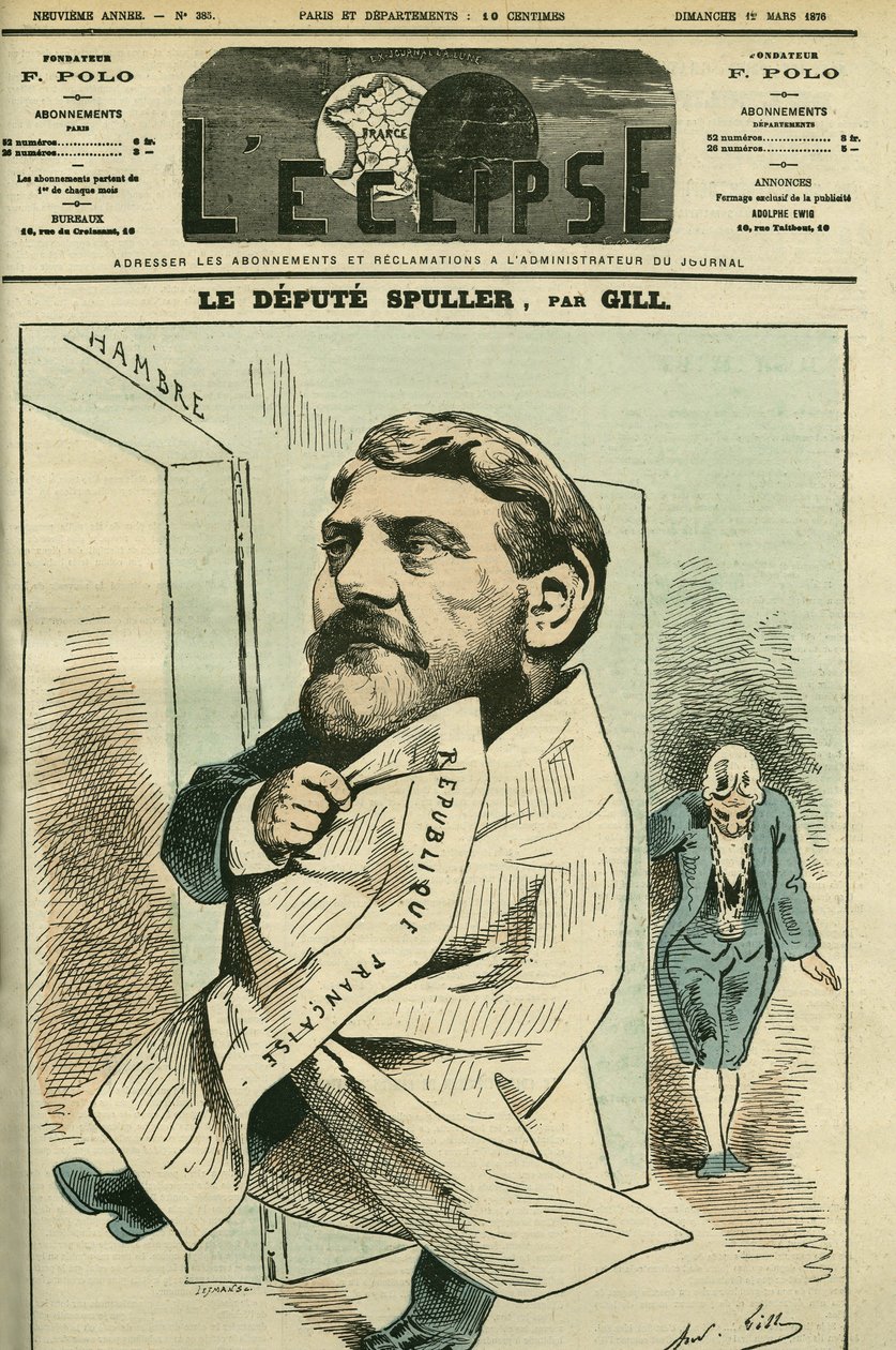 صورة يوجين سبولر (1835-1896) ، محامٍ وصحفي وكاتب وسياسي فرنسي. غلاف في “L'Eclipse” بقلم جيل ، 12 مارس بواسطة أندرو جيل