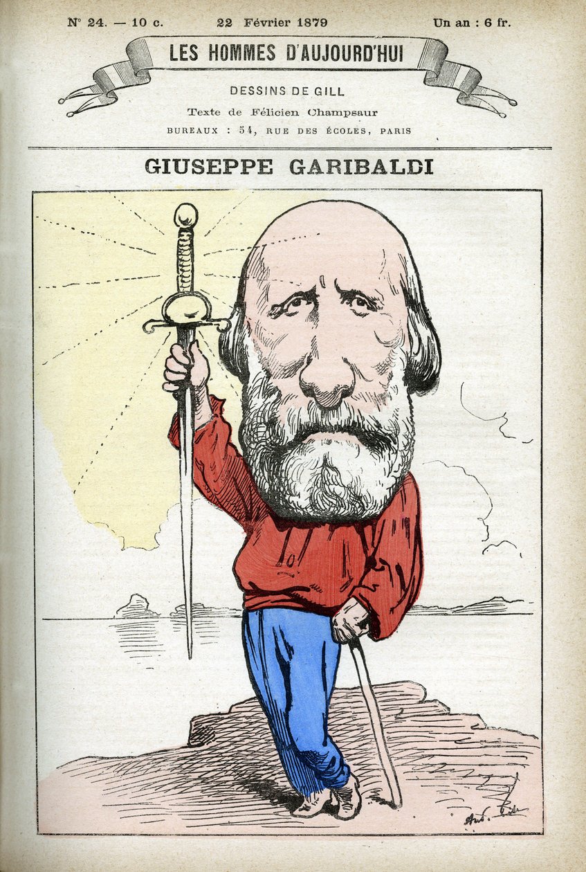 صورة لجوسيبي غاريبالدي (1807-1882) ، سياسي إيطالي. كارتون جيل ، في “Les Homme d