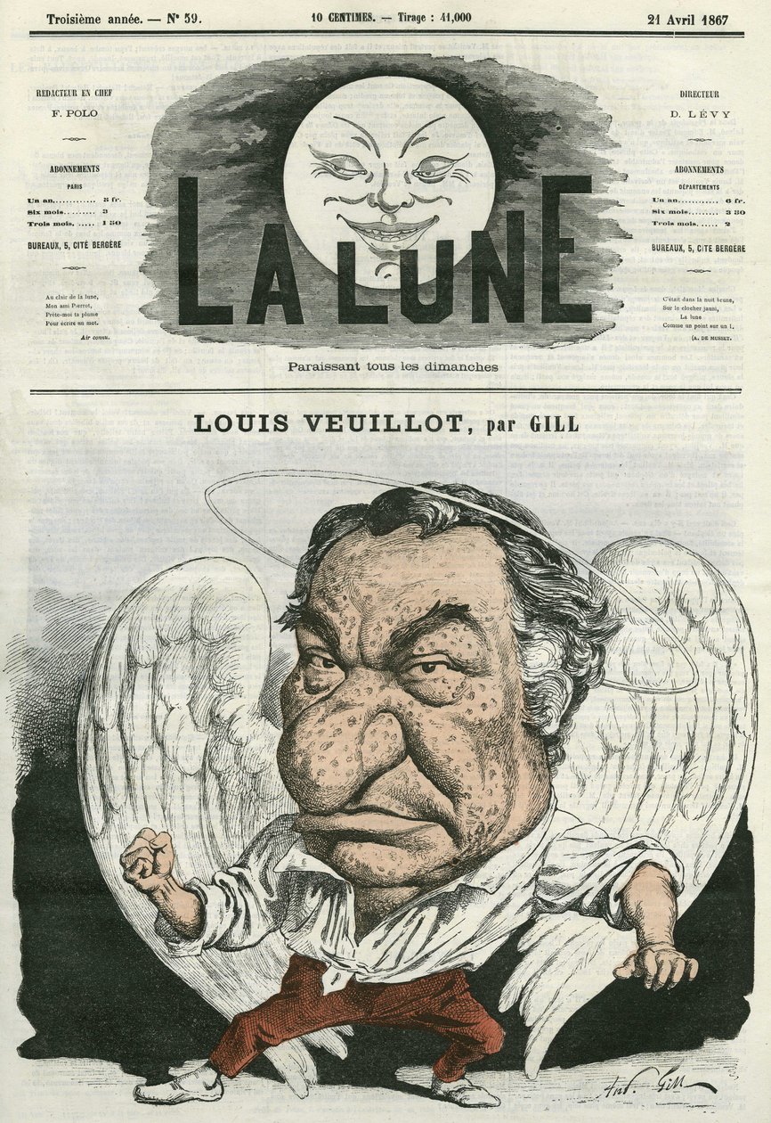 صورة لويس فيويو (1813-1883) ، صحفي فرنسي وأديب. كارتون جيل ، في "القمر" ، 21 أبريل بواسطة أندرو جيل