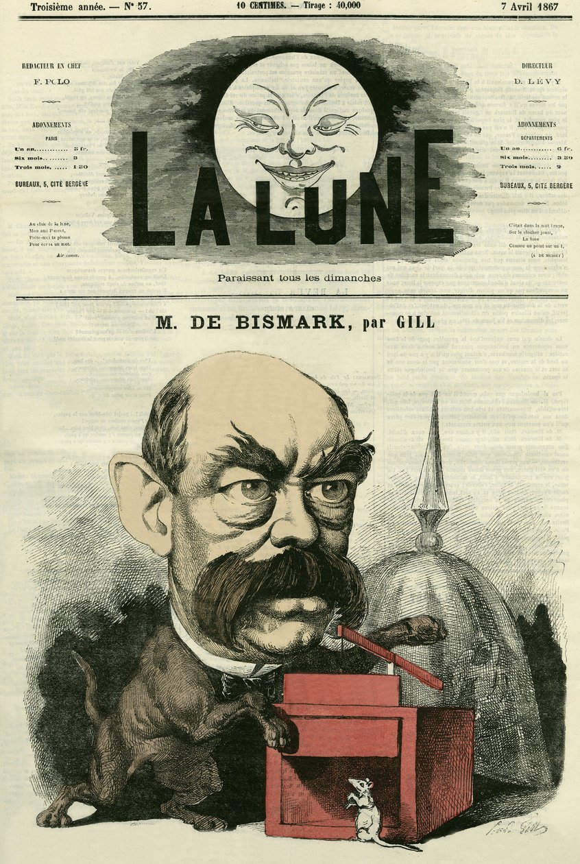 صورة لأوتو فون بسمارك (1815-1898) ، المستشار الألماني. كارتون جيل ، في "القمر" ، 7 أبريل بواسطة أندرو جيل